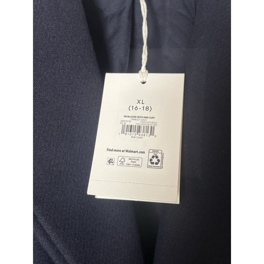 NWT Free Assembly SB Blazer With Rib Cuff Women’s Blue Lined Button XL (16-18) - Picture 5 of 11